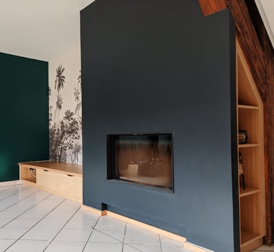agencement dans salon réalisé par AV Menuiserie