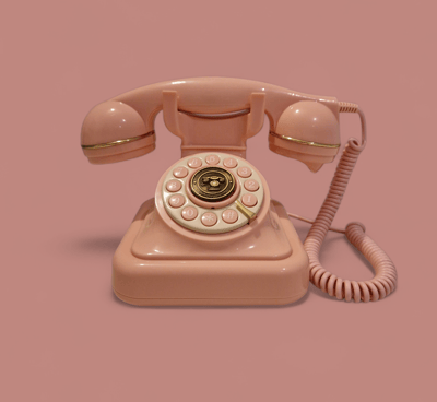 Vintage audio gastenboek telefoon roze kleur verhuurt door liefdeslijn