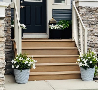 Front patio with composite trex deck