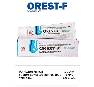 OREST-F Toothpaste – Potassium Nitrate & Sodium Fluoride formula for cavity protection, sensitivity 