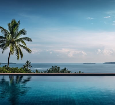 a pool with a view of the ocean