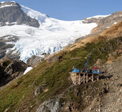 drill on edge of glacier