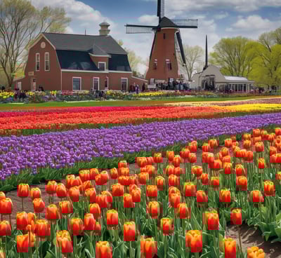 a windmill windmill in a field of flowers in holland michigan