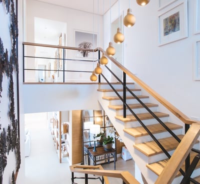 painted white wall and stairs