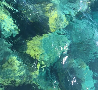 Title: Caribbean Cool - A photograph with blues and greens.