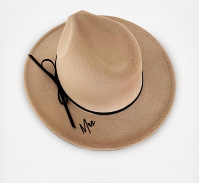 neutral color bridal fedora  