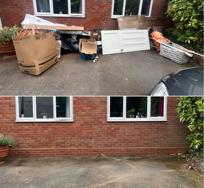 before and after picture of waste removed by Hilton clearance in st johns Worcester
