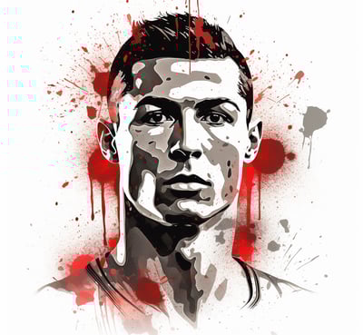 a man with a red and black paint splatter