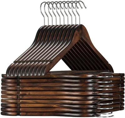Premium wooden clothes hanger for suits and jackets