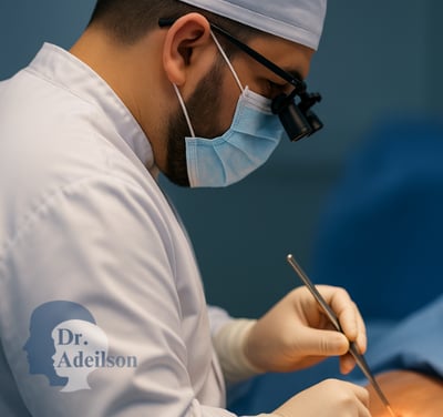 Cirurgião de cabeça e pescoço ajustando luz cirúrgica antes de procedimento na tireoide