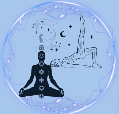 a person sitting in a circle with a person doing yoga