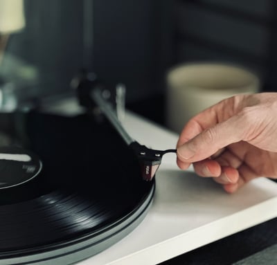 playing a vinyl record