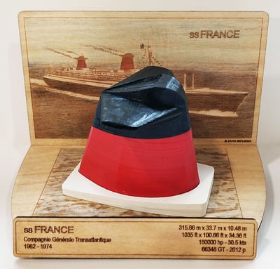 1/200th scale SS FRANCE liner funnel 3D printing laser