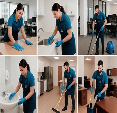 NexaPro professionals cleaning office space and work areas for businesses