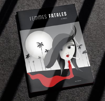 Mockup of a femme fatale character on book cover