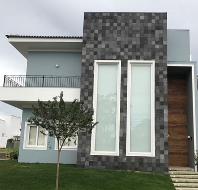 black lava stone wall