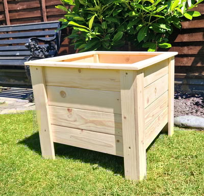 large wooden planter made from wood handmade solid aston design