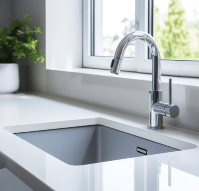 Kitchen sink by plumber near Redruth Cornwall