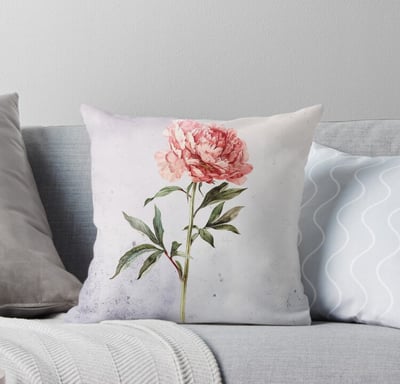 Coussin avec fleur de naissance de novembre : la pivoine