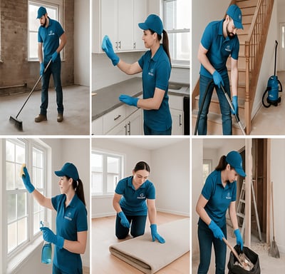 NexaPro post-construction cleaning removing dust, debris, and paint drops