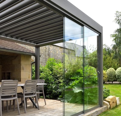 pergola with sliding glass door