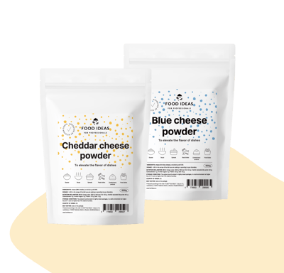 professional kitchen chefs, innovative food condiments, cheddar powder, blue cheese powder