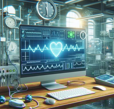 a computer monitor screen with healthcare data beeing monitored in real time