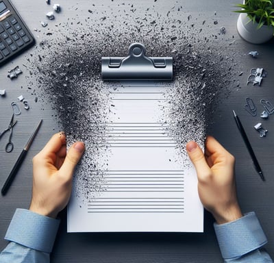 a clinical patient folder being processed and anonymized