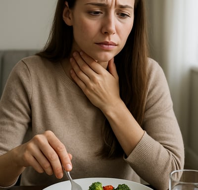 young woman with phagophobia