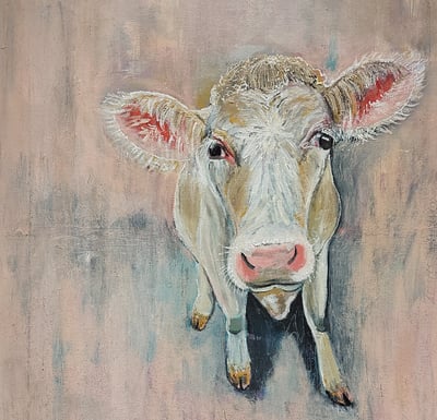 a painting of a cow