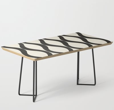 Wavy Rhythm: Black and White Pattern Coffee Table BY Mash Mash