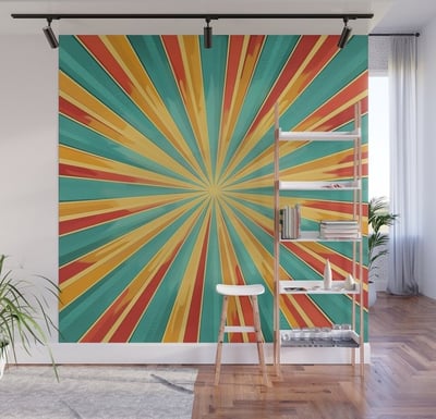 Retro Sunburst Wall Mural BY Fresh Wave Lab