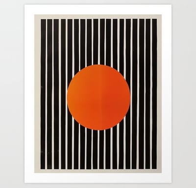 Geometric Sunburst: Minimalist Stripes and Circle Art Print by Mash Mash