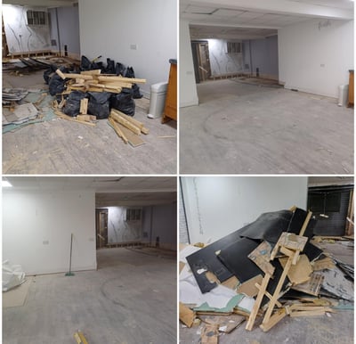pictures of builders waste being cleared from a business in worcester