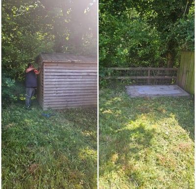 mini demolition carried out on a shed in worcester