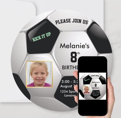 a soccer ball kid's birthday invitation