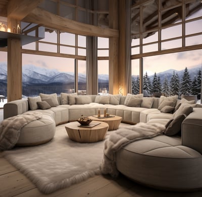 interior of a luxury ski chalet in the Alps