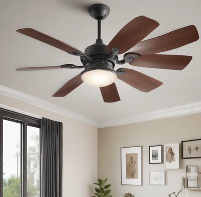 A hand holding a white Samsung TV remote with multiple buttons including Netflix and Prime Video. The background displays a living room setting with bicycle wheels mounted on a wall as decoration and a shelf with blue lighting. Natural light enters through a window, illuminating the room.