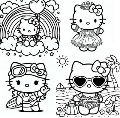hello-kitty-coloring-page-montage