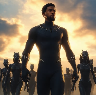 T'challa and dora milaje in black panther outfits