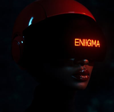a woman with a helmet on a dark background