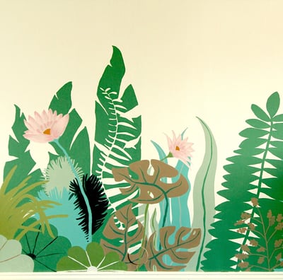 inspiration douanier Rousseau contemporain pour ce salon végétal en Normandie peint par Marie Hardy