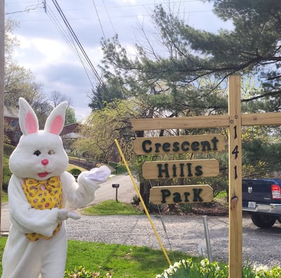Easter Bunny visiting Crescent Hills Park