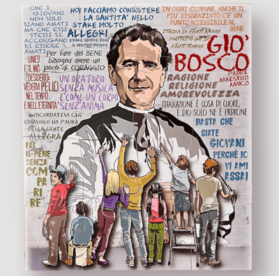 Puzzle in legno con foto di Don Bosco