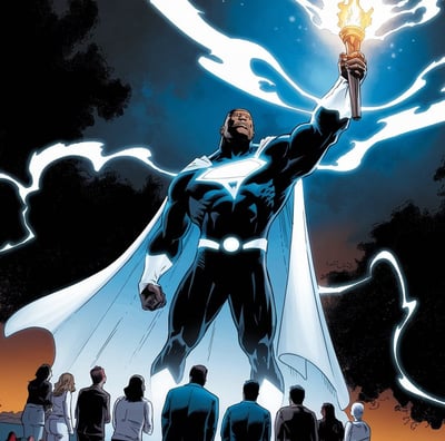 a superhero as a beacon of hope to people