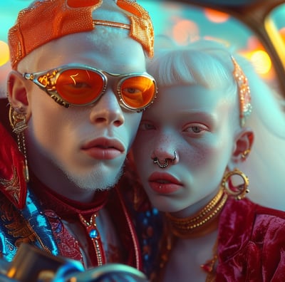afropunk image of an albino couple