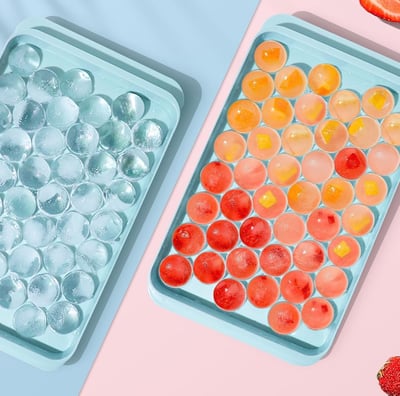 WIBIMEN Ice Cube Tray with Lid and Bin - Round Ice Trays for Freezer with Lid - Ice Cube Trays 