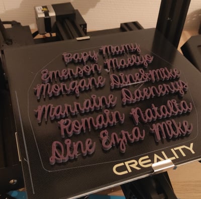 Prénoms imprimés en 3D