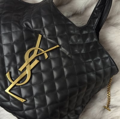 ysl Maxi bolso shopping con pouch extraible piel negra acolchada