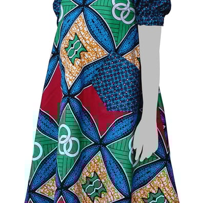 a woman's dress with a colorful pattern